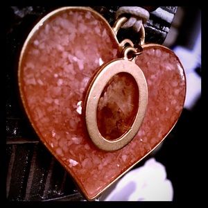 Pink Heart Necklace BOHO Vintage Mauve